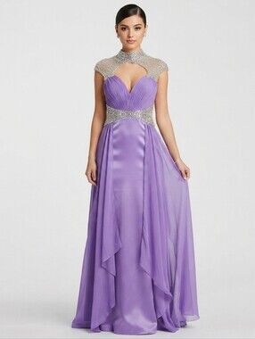 NEW Purple Embellished Open Back Gown Size 4
